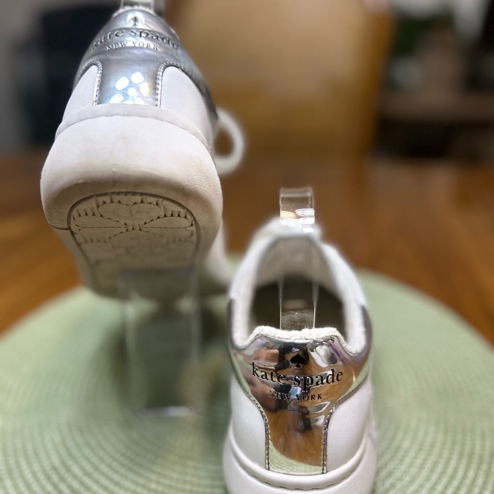 Kate Spade White Sneakers with Metallic Heart - Picture 6 of 10